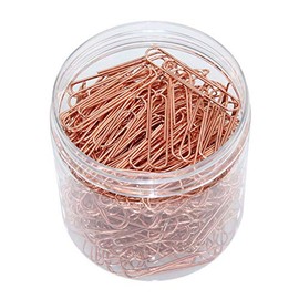 AOKIVIGOA 50mm Metal Paper Clips with Plastic Box of Paper Clips for Office Stationery Rose Gold 200pcs