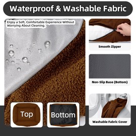 Sytopia Calming Dog & Large Cat Bed, Anti-Anxiety Donut Cuddler, Waterproof Cozy Soft Round Bed, 32'' Fluffy Teddy Bear Fleece Washable, Small Medium Dogs & Large Cats 25 lbs, Brown