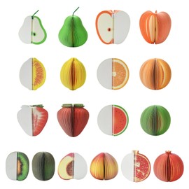 Stiesy - Juego de notas adhesivas de frutas, lindas almohadillas de notas adhesivas de pera, manzana, limón, naranja, fresa, sandía, melocotón, kiwi, granada, bloc de notas autoadhesivas para diario