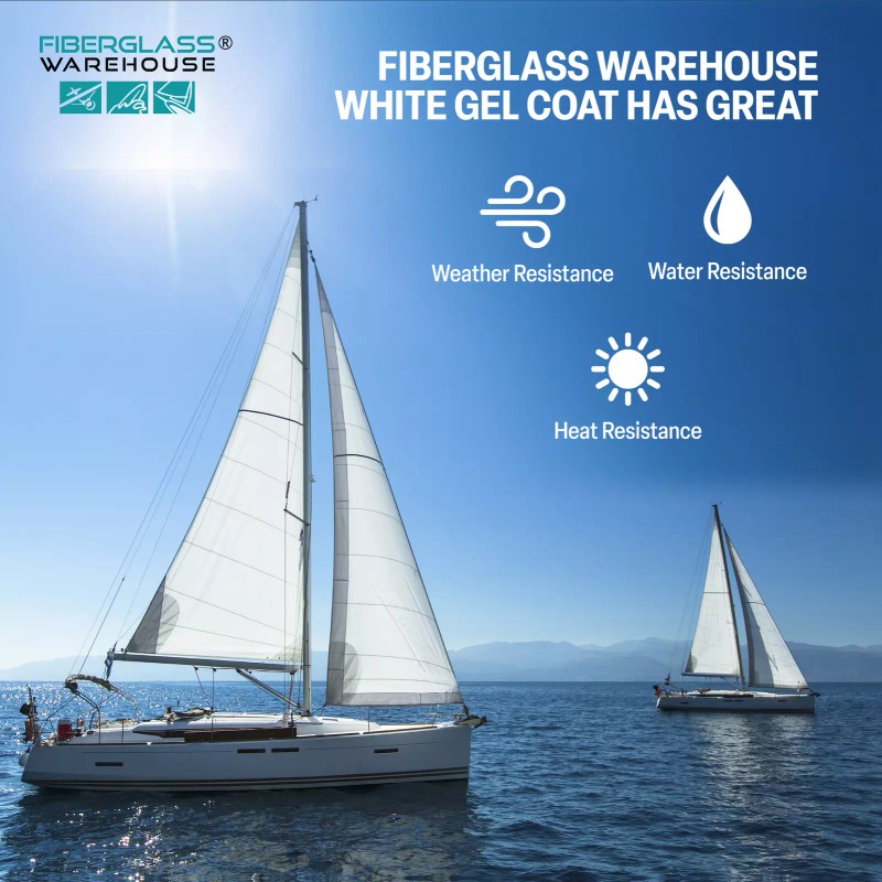 Fiberglass Warehouse 1 Gallon White Gelcoat (No Wax) w/ 2oz.