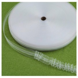 SHTGOI Curtain Tape 10 m 2.5 cm Transparent Curtain Tape Pleated Tape Curtain Tape Universal Tape Ruffle Tape Loop Tape for Curtain Hooks Girls Room Living Room Bedroom