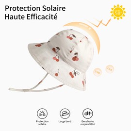 coolable Children's Sun Hat - Adjustable and Foldable Summer Sun Hat with Wide Brim, UPF 50+ UV Protection for Babies and Toddlers, cherry