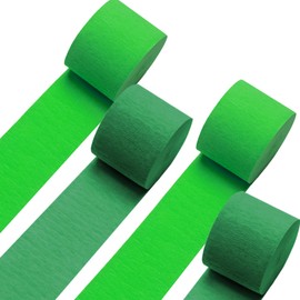 Green Crepe Paper Streamers 4Rolls 328ft,Crepe Paper Streamers for Party Decorations Wedding Decorations, Birthday Decorations, Baby Shower Christmas Annivesary Decors DIY (1.8 Inch x 82 Ft/Roll)