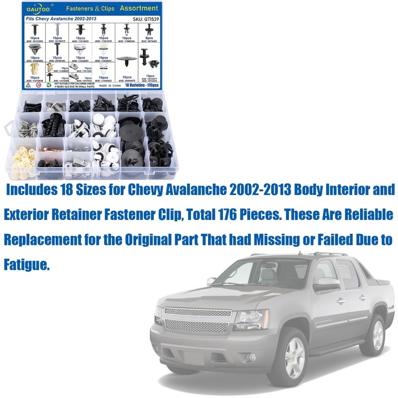 OAUTOO 176pcs fits Chevy Avalanche 2002-2013 Auto Body Interior and