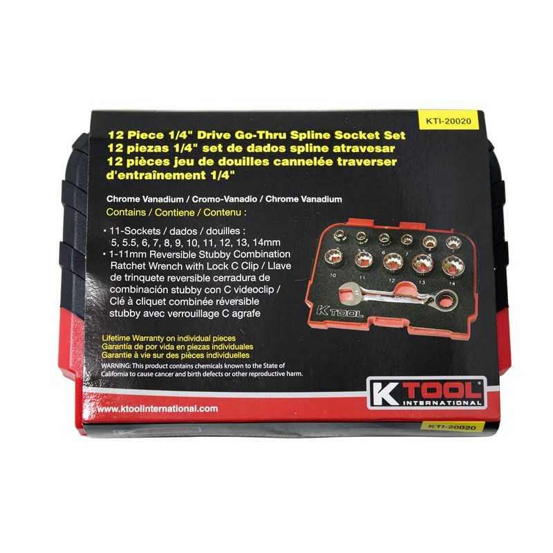 K Tool International 20020 Multi Plus Close Quarter Spline Socket