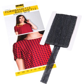 Vilene 5 m x 12 mm Iron-On Bias Tape, Charcoal