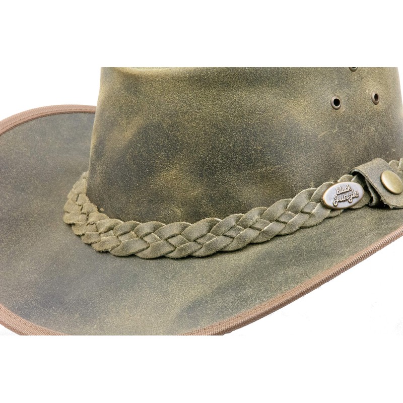 Black Jungle Bulat Leather Western Hat Australia Cowboy Hat, khaki