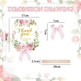 SINGOMON 20PCS Wedding Fans Paper Fans Pink Fans Floral Fans Wedding Party Favors Appreciation Gifts Hand Fans with Wooden Handle Weeding Favors for Guests Wedding Decorations Bridal Shower Decorations Garden Party Decorations