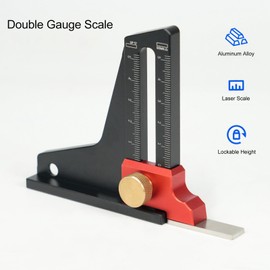Depth Gauge, Dual Scales Aluminum Alloy Height Gauge, Measure, Mark and Locate Depth of Blade or Bit on Tablesaw, Router Tables, Routers & More, Woodworking Depth Measurement Tools