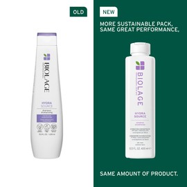 Biolage Hydra Source Shampoo - Softens & Adds Shine, For Dry Hair, Infused with Fermented Aloe & Micro-filtered Hyaluronic Acid, Vegan & Paraben-Free, 13.5 Fl Oz