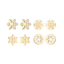 Tiny Winter Snowflake Earrings Stud for Women Stainless Steel Snow Flower Earrings Christmas Birthday Party Jewelry Xmas Festival Jewelry-4pairs Gold