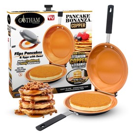 Gotham Steel Double Sided Pan, The Perfect Pancake Maker – Ceramic Nonstick Copper Easy to Flip Pancake Griddle for Fluffy Pancakes, Omelette Maker, Frittata Maker & More! Dishwasher Safe