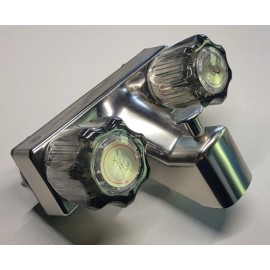 Afeel 4" RV Shower Faucet w/ Diverter Chrome 2x Round Smoked Handles Plastic