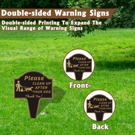 Clean Up After Your Dog Signs with Stakes, Dog Poop Signs for Lawn, No Pooping Sign for Yard, 9.6" x 13.6" Funny Metal Double Sided Yard Sign Easy Install for Outdoor Use (1 Pcs)