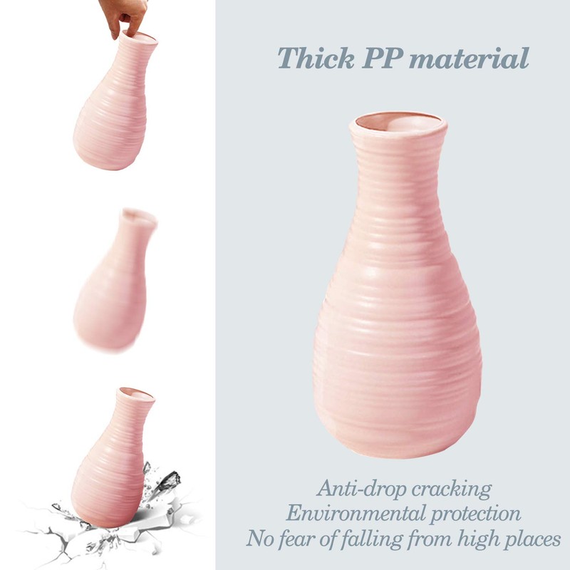Unbreakable Vase for Flowers, Ceramic Look Plastic Vase for Home