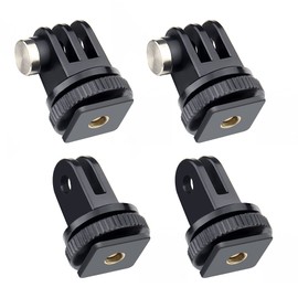 GEPULY 4-Pack Cold Shoe Mount Adapters,1/4" Thread Hole Cold Shoe Bracket,for GoPro Hero 13 12 11 10 9 8 7 6 5 4, Action Cameras DSLR Camera Cage Microphone LED Light Selfie Stick Monopod