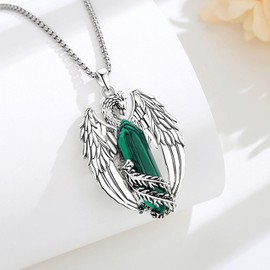 EUDORA Harmony Ball Phoenix Necklace with Crystal for Men and Women, Vintage Viking Fire Phoenix Necklace Pendant Amulet Energy Gothic Crystal Jewellery, Gift for Women Men, 20 Inches + 2 Inches,