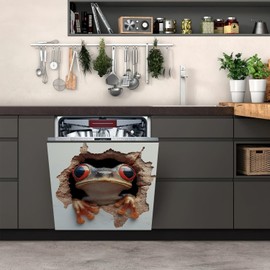 ViibXfans Frog Kitchen Decorative,Magnet Cover Sticker for Country Farmhouse Window Fridge Door Cover,Home Appliances Decor,Dishwasher Door(MDS06)