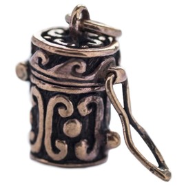 Windalf Small Jewellery Pendant Tarsa 2.2 cm Medieval Locket with Compartment Elegant Bronze, Fabric, Tarsa