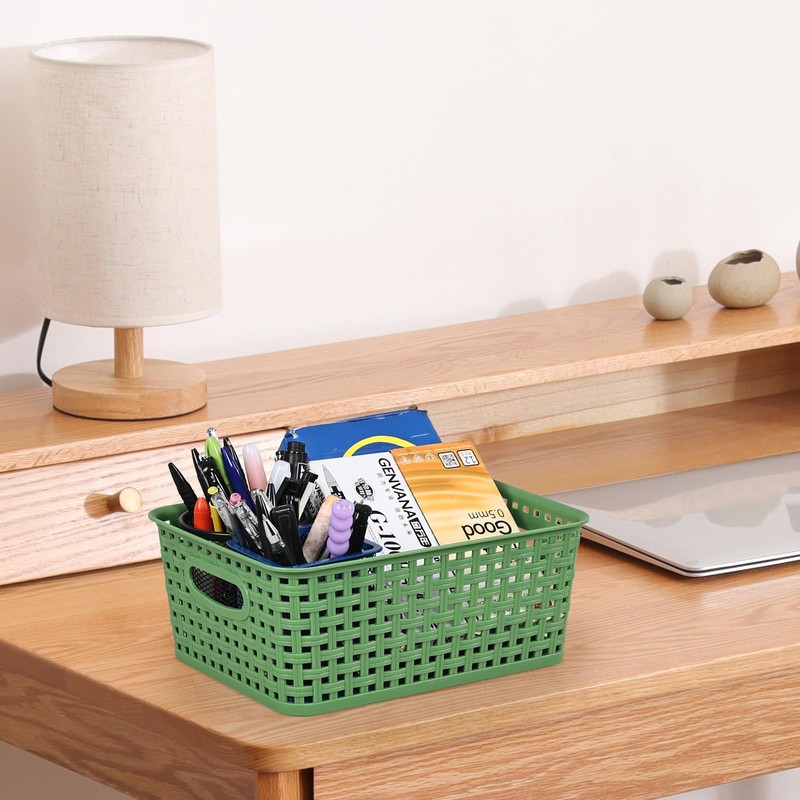 6-Pack Plastic Storage Basket, Plastic Weave Basket