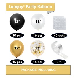 Lumjoy Black Gold Confetti Party Balloons 50pcs 12 Inch 30cm Decorative Latex Helium Balloons for Birthday Baby Shower Wedding Engagement Graduation Festival Party Decorations