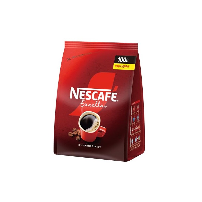 Nescafe Excella Refill, 3.5 oz (100 g), 50 Cups, Black,