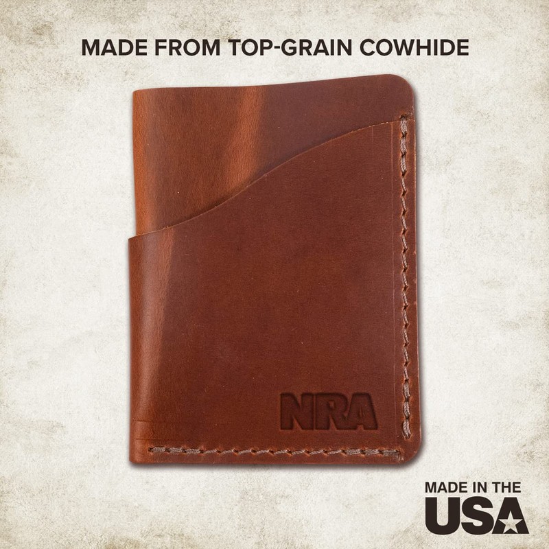 NRA Slim Leather Wave Minimalist Front Pocket Wallet, Brown