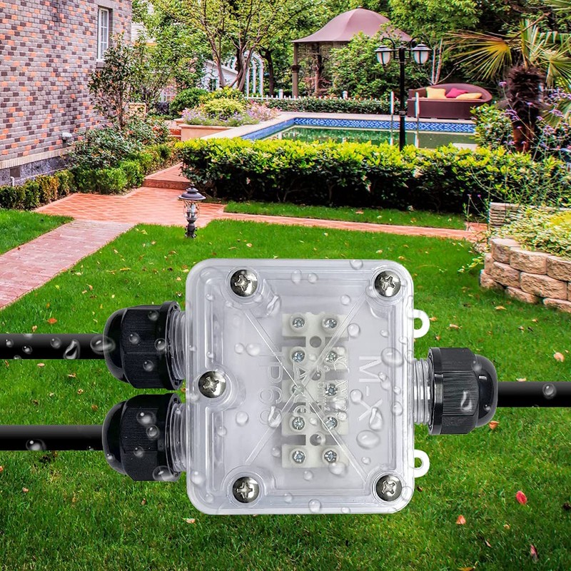 4VWIN IP68 Waterproof Junction Box 3-Way Outdoor Cable Connector for