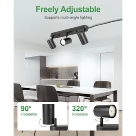 Fondiiz Plug in Track Lighting, Rotatable Heads 3 Ways Track Lighting, Track Lighting Fixtures Ceiling with 12.46FT Plug Cord, Modern Black Track Light for Kitchen, Living Room(Bulbs Not Included)