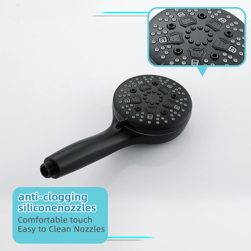 Matte Black Shower System - Dual Shower Head with Handheld
