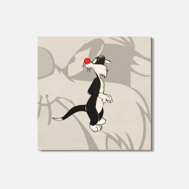 Unbranded Sylvester Cat Cartoon Sad 4'' X 4'' Square Wooden Coaster