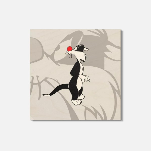 Unbranded Sylvester Cat Cartoon Sad 4'' X 4'' Square Wooden