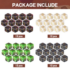 Sumind 48 Pieces MTG Dice Counters Token Dice Glitter D6 Dice Cube Loyalty Counter Dice Compatible with MTG, CCG, Card Gaming Accessory (Novel Style)