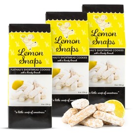 Flathau’s Fine Foods, Gourmet Shortbread Cookies, Handcrafted All Natural Artisan Bites, Southern-Baked Sweet Snaps with a Buttery Finish (Pack of 3, Lemon)