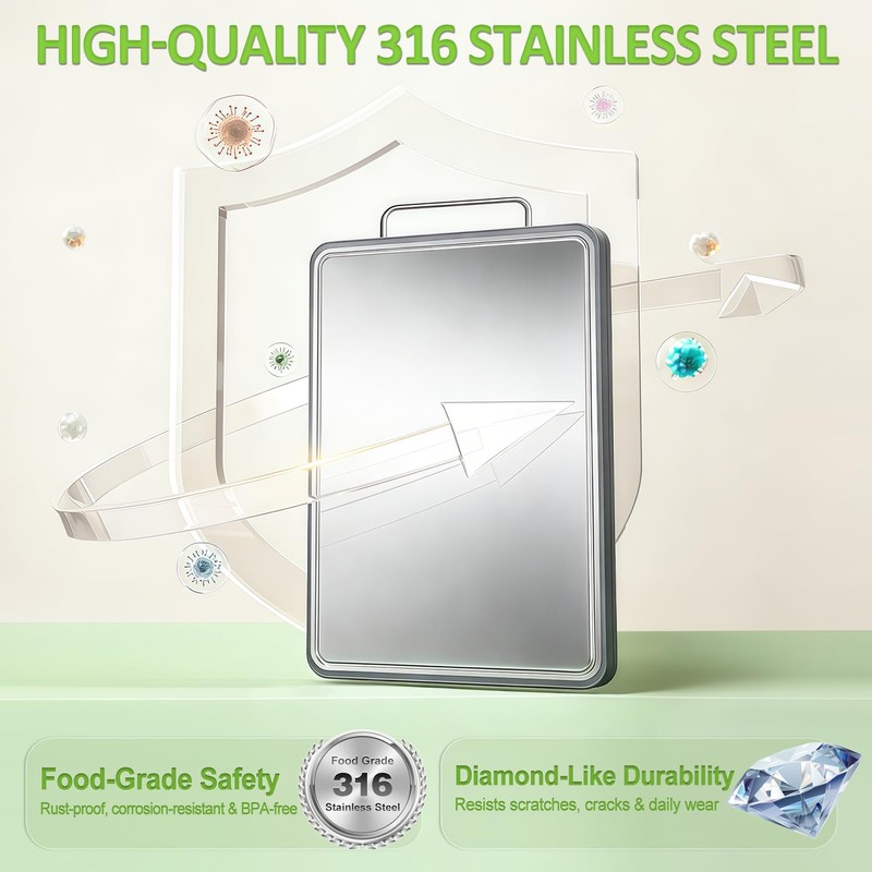 ANYZONE Stainless Steel Cutting Board for Kitchen, 17" x 11"