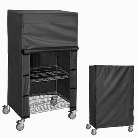 Shelving Cover Storage Shelf Cover Wire Rack Cover,36"Wx18"Dx62"H,Nylon buckle design on both sides of The front for easy access to items (No shelves,Black Cover only)
