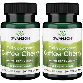 Swanson Full-Spectrum Coffee Cherry-Herbal Supplement Promoting Immune System Support & Delivering Essential Phytonutrients-Natural Overall Wellness Support-(60 Veggie Capsules, 200mg Each) (2 Pack)