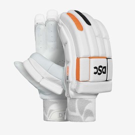 DSC KRUNCH 5000 Cricket Batting Gloves | Color: White/Black/Orange | Size: Boys Right Hand | Multi Flex Points Construction PVC | Light Weight Foam in Finger Rolls