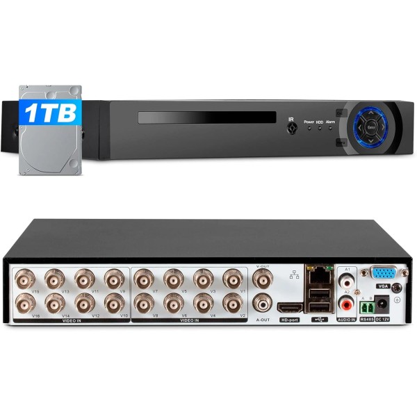 Fuers 16CH Channel Security DVR Recorder with 1TB HDD Home