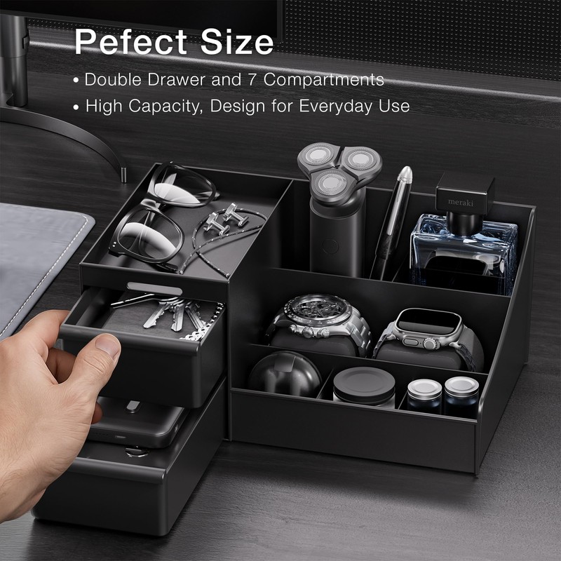 DancesCat Large Black Cologne Organizer for Men, Bathroom Cologne Stand