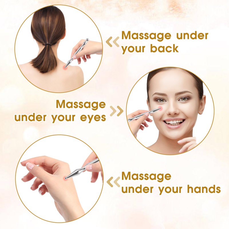 YBEATY Acupuncture Pen Dual Head Manual Massage Tools Stainless Steel
