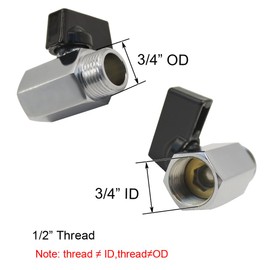 BesNPT Brass Chrome Plating 1/2" NPT Male to 1/2" NPT Female Shut-Off Ball Valve for Water Fuel Air (Pack of 2)