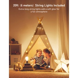 Teepee Tent for Kids with Light & Mat,besrey Kids Tents Indoor Play Tent Playhouse, Toddler Teepee 100% Cotton, tee Pee Tents for Kids Indoor, Kids Teepee,Children Room Tent