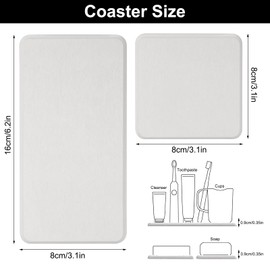 Set of 4 Diatomite Coasters, Diatomite Coasters, Water Absorbing Stone, Water Absorbing and Dehumidifying, Odour Decomposing, Suitable for Hand Soap, Cups, Toothbrushes, Soaps, Cosmetics