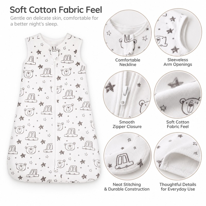 Baby Sleeping Bag 3-18M Cotton One-Piece Sleep Sack – Soft