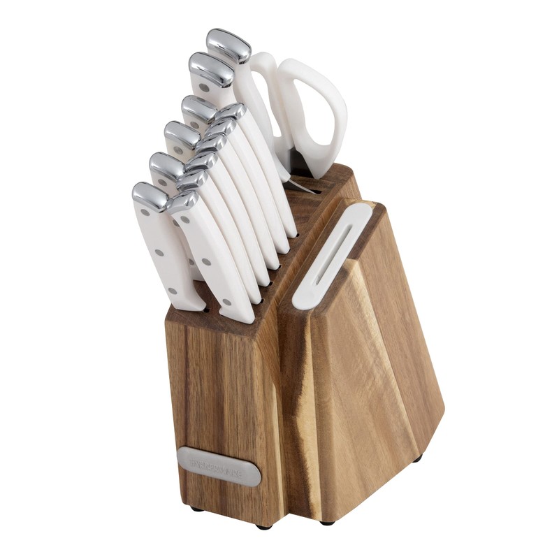 Farberware Edgekeeper Triple Riveted Slim Acacia Knife Block Set with