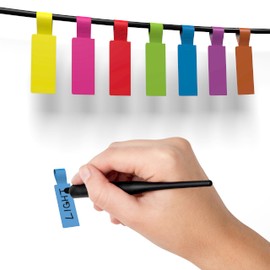 Kenco Cable Labels - 240 Labels 12 Sheets, 10 Colors Waterproof Cord Labels - Write on Stickers Tear and Liquid Resistant for Color Coding and Identification -Made in The USA (240 Labels)