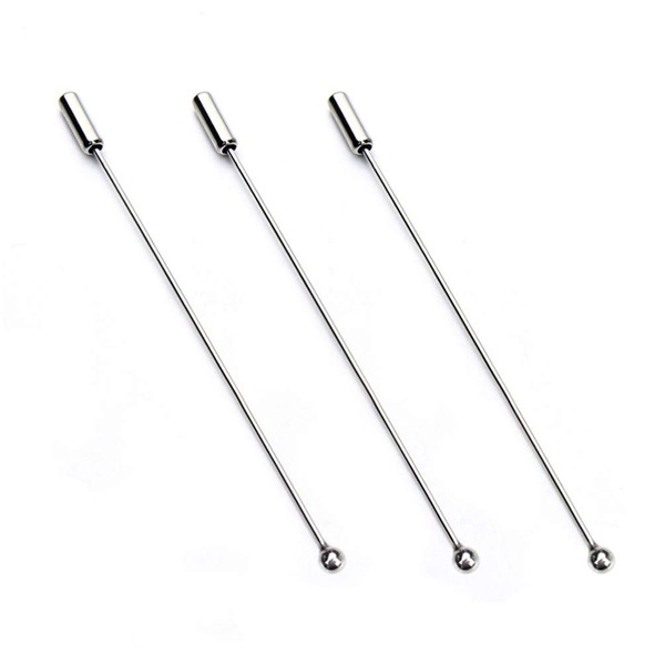 Healifty Metal Stick Pin Silver Brooch Safety Pins Long Needle Eye Pin with Stopper Ends for Men Women Suit Tie Hat Scarf Accessories 90mm 20Pcs (Silver)