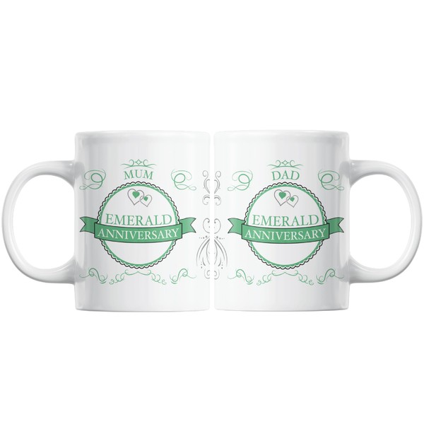 Pair of (55th) Emerald Anniversary (Mum + Dad) Novelty Gift