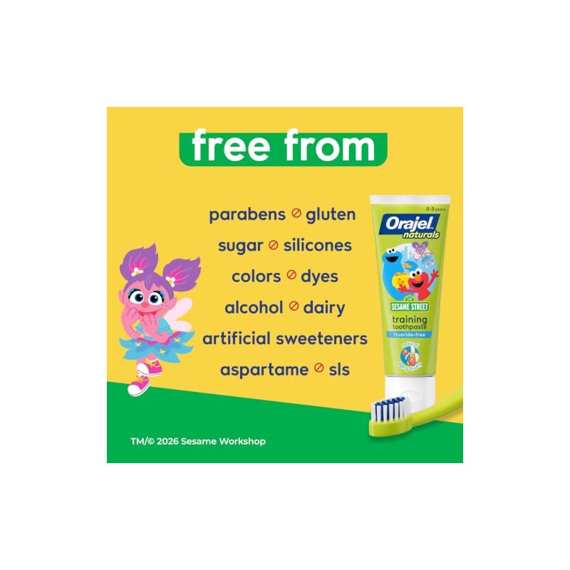 Orajel Kids Elmo Training Toothpaste Fluoride-Free; #1 Pediatrician Recommended Fluoride-Free
